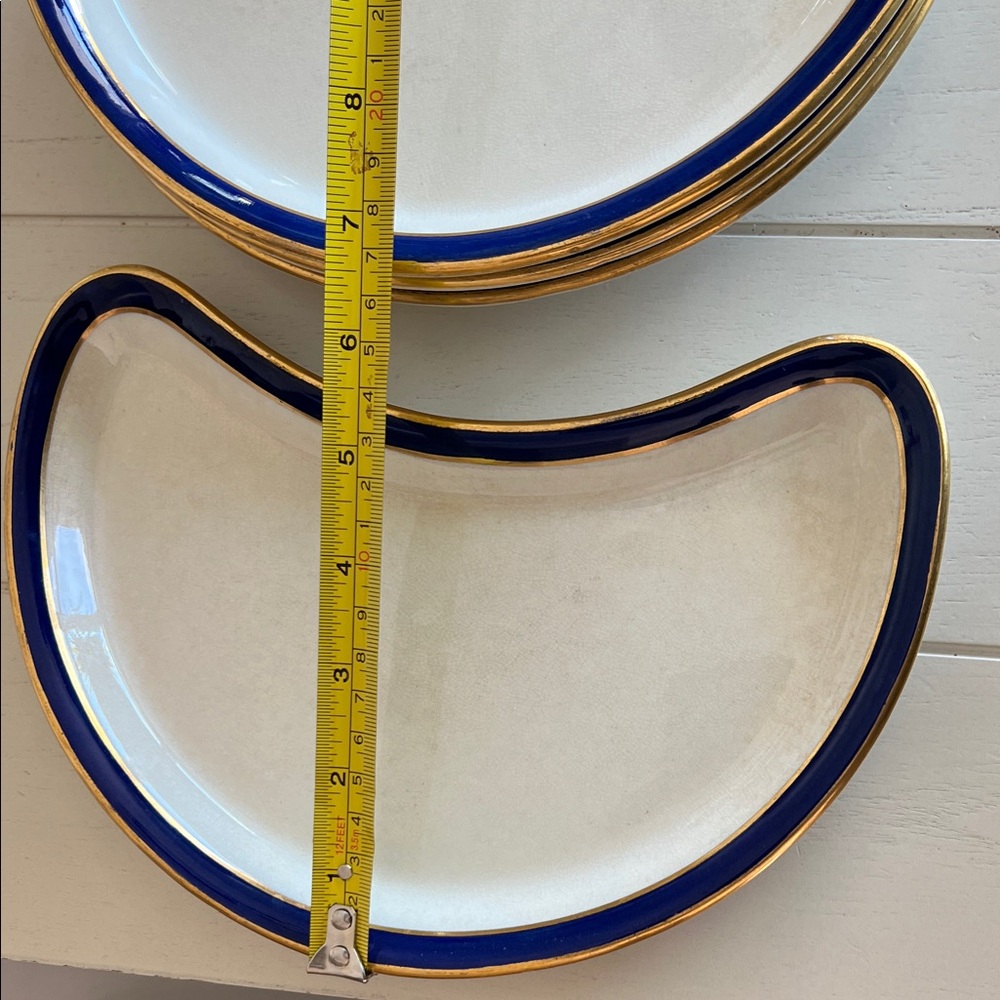 4 Spode plates over 100 years old - Elegant cream and Blue Plates with Gold Trim - Picture 7 of 8